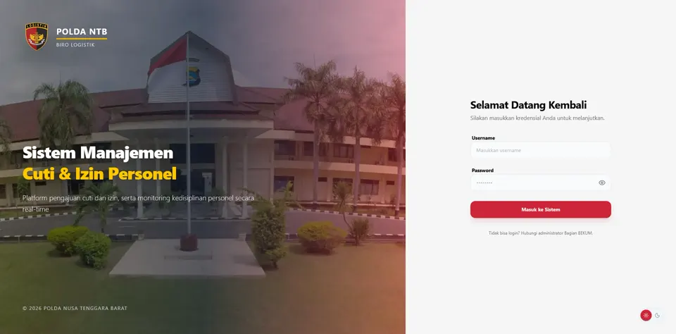 Login page ke E-Cuti